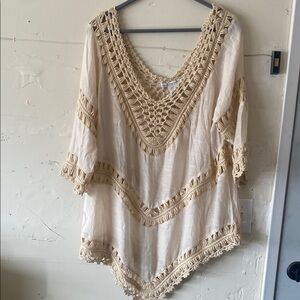 American Rag Cream Crochet Tunic